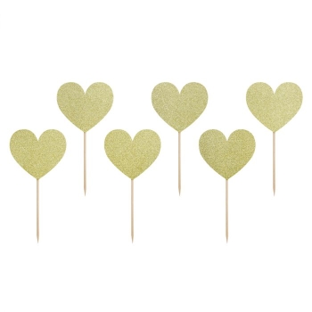 Cupcake Topper - Golden Hearts